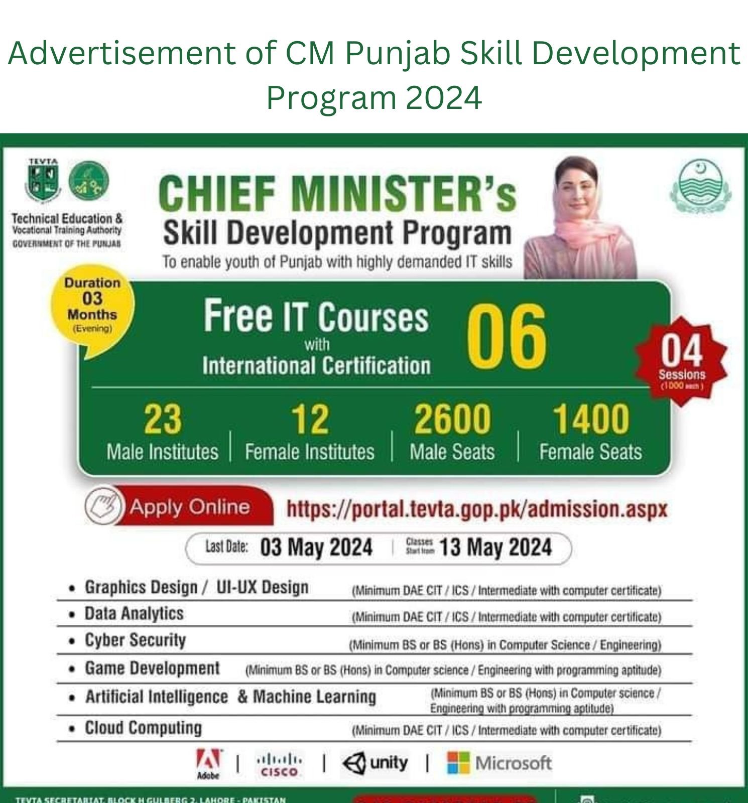 Advertisement of CM Punjab Skill Development Program 2024 